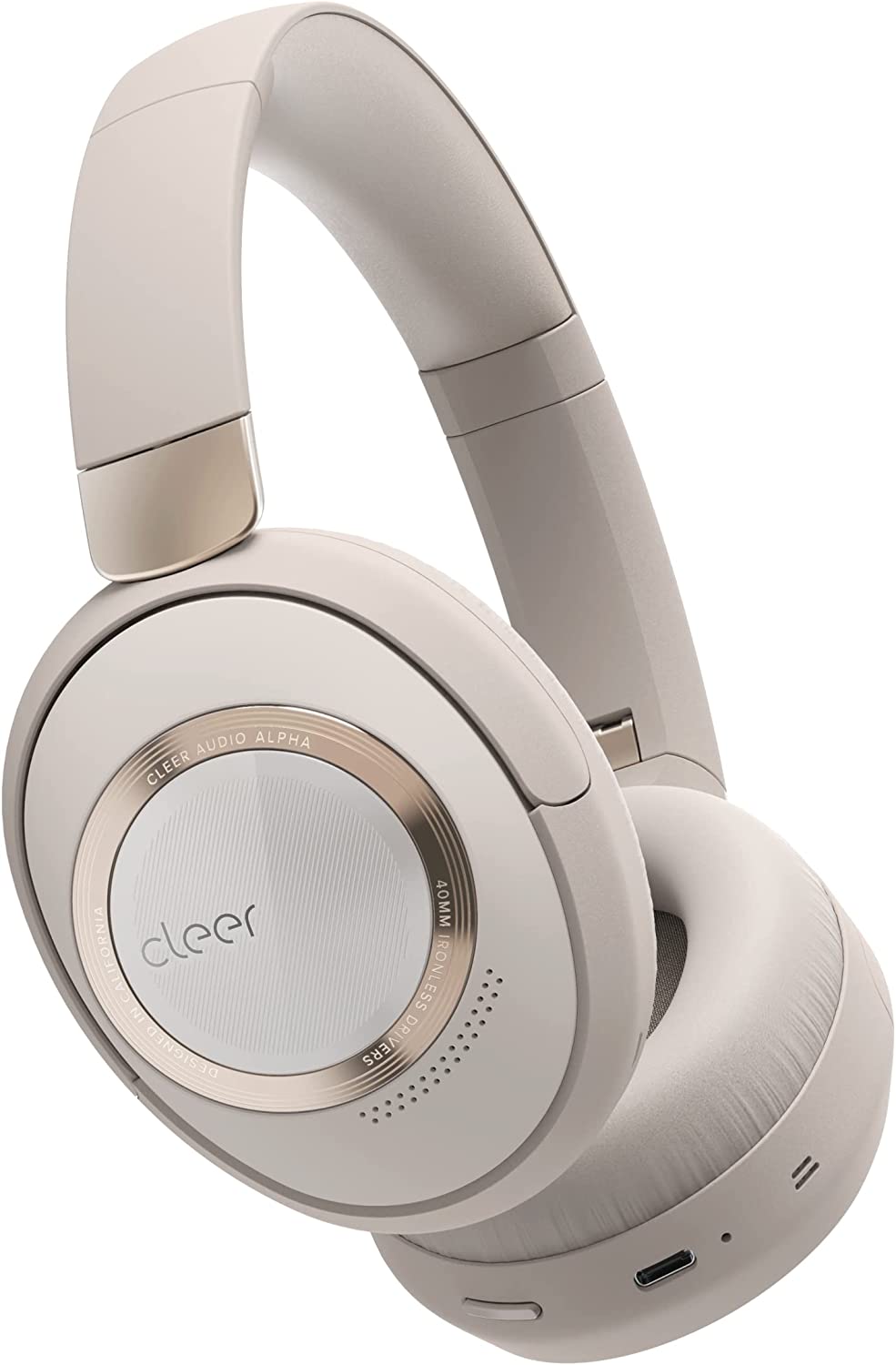 Cleer Audio, Alpha Noise Cancelling Bluetooth Headphones, Microphone, Outer Touch Controls, 35 Hr Battery Life, Stone