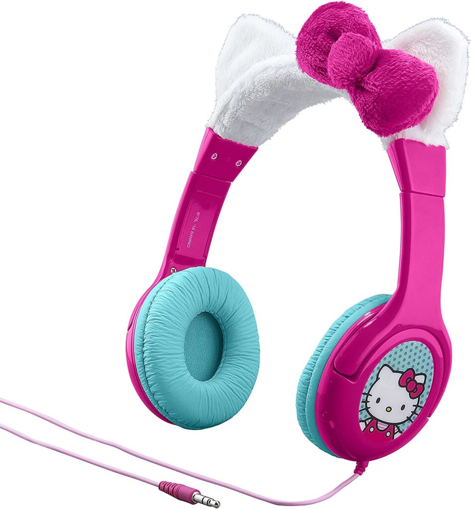 Hello Kitty Kid Friendly Headphones with Built in Volume Limiting Feature for Safe Listening