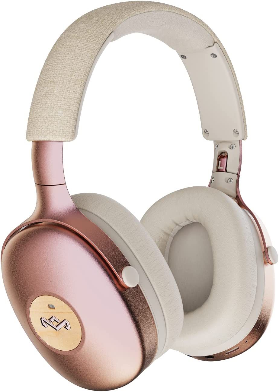 House of Marley Positive Vibration XL ANC Noise Cancelling Over-Ear Headphones with Microphone, Wireless Bluetooth Connectivity, and 26 Hours of Playtime, Copper