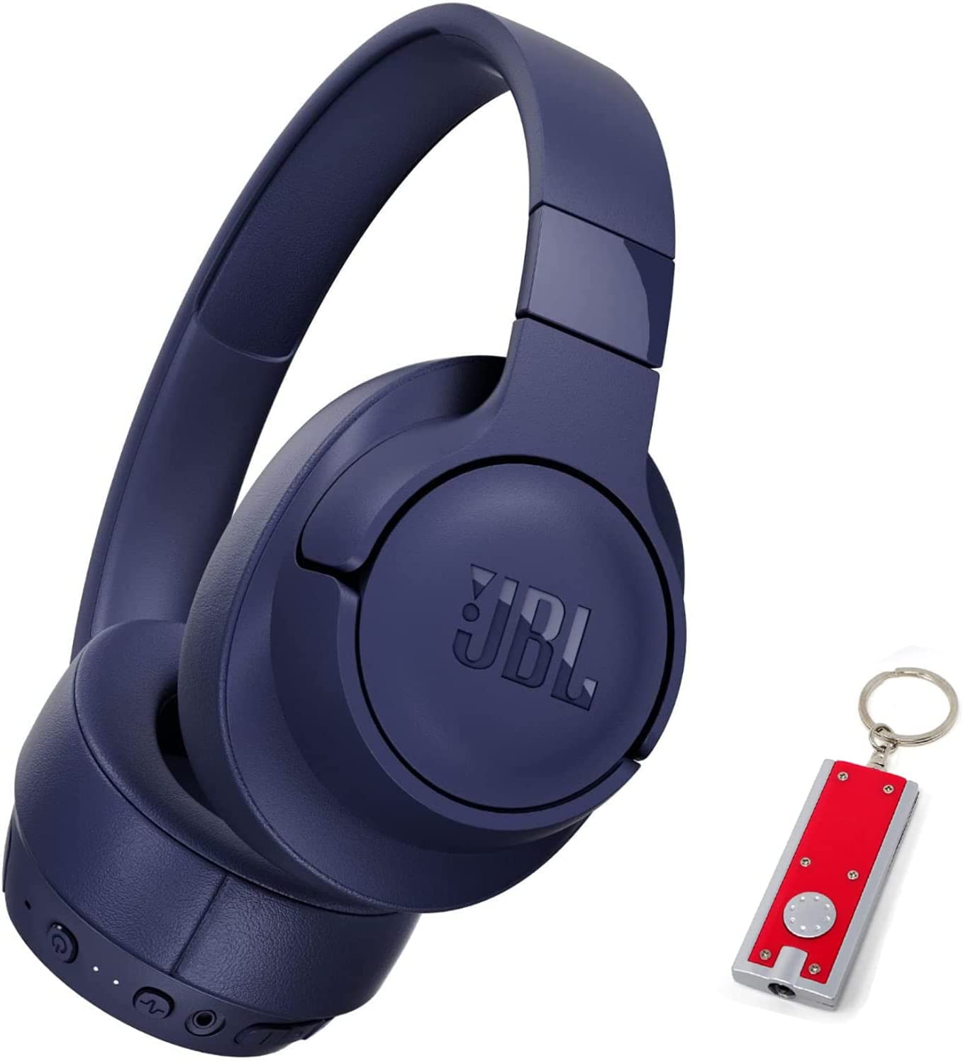 JBL Tune 750BTNC - On-Ear Wireless Bluetooth Headphones with Noise Cancellation, Includes LED Flashlight Key Chain Bonus (Blue)