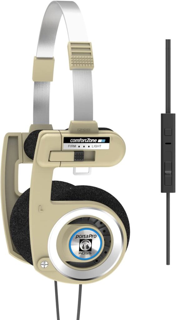 Koss Porta Pro Limited Edition Rhythm Beige On-Ear Headphones, in-Line Microphone, Volume Control and Touch Remote Control, Includes Hard Carrying Case, Wired with 3.5mm Plug, Rhythm Beige