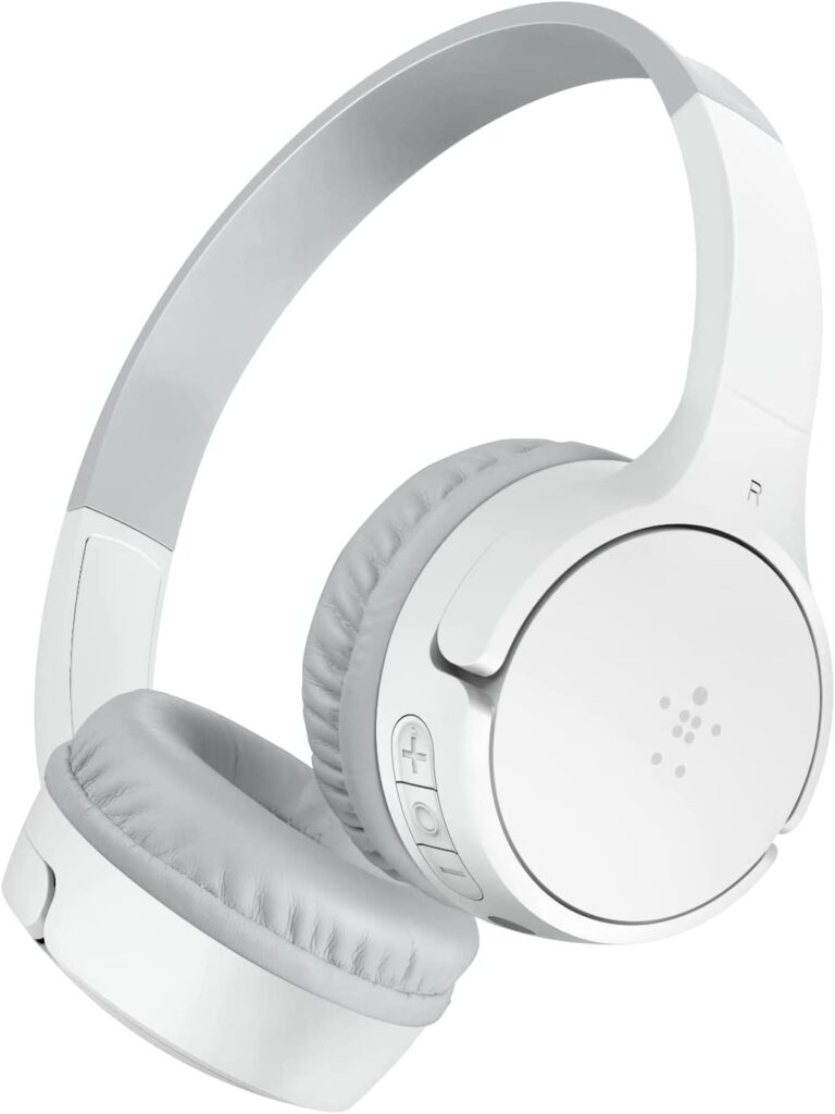 Belkin SoundForm Mini - Wireless Bluetooth Headphones for Kids with Built in Microphone - Kids On-Ear Headphones Wireless Bluetooth - Bluetooth Earphones for iPhone, iPad, Fire Tablet & More - White
