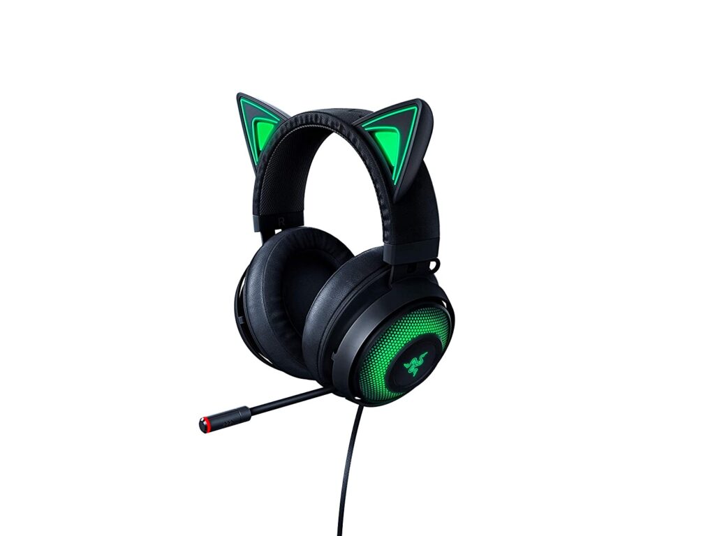 Razer Kraken Kitty Quartz Edition - Cat Ears USB Gaming Headset, Chroma Lighting, Wired for Cross-Platform Gaming for PC, PS4, Xbox One & Switch, 50mm Diaphragm, 3.5mm Cable with Line Controls, Black
